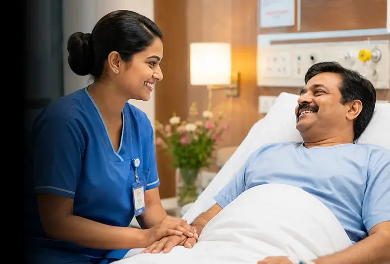 Nurse and patient in hospital